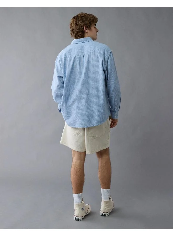 American Eagle AE Everyday Relaxed Linen-Blend Button-Up Shirt