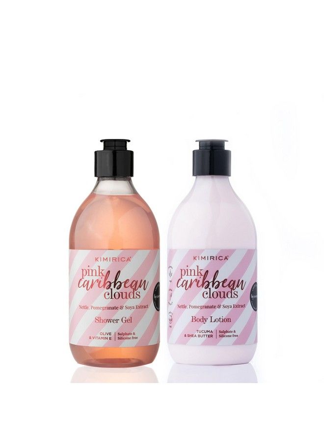 KIMIRICA Pink Caribbean Clouds Shower Gel And Moisturizing Body Lotion Duo ; Gift Set Of 2 ; 100% Vegan Paraben And Sls Free (Pink Caribbean Clouds 300Ml) - Image 2