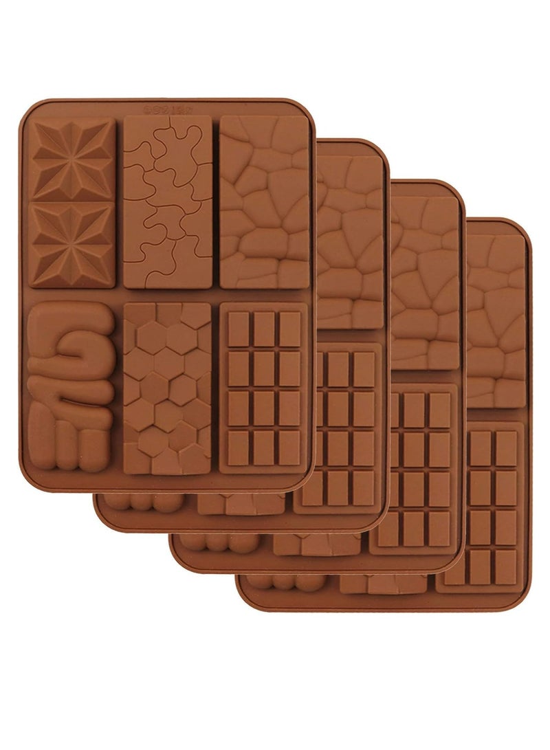 إسكدنيا 4 عبوات قوالب شوكولاتة سيليكون مانعة للالتصاق، 6 قوالب قوالب شوكولاتة قابلة للتحلل الحيوي للخبز والوجبات الخفيفة - Image 1