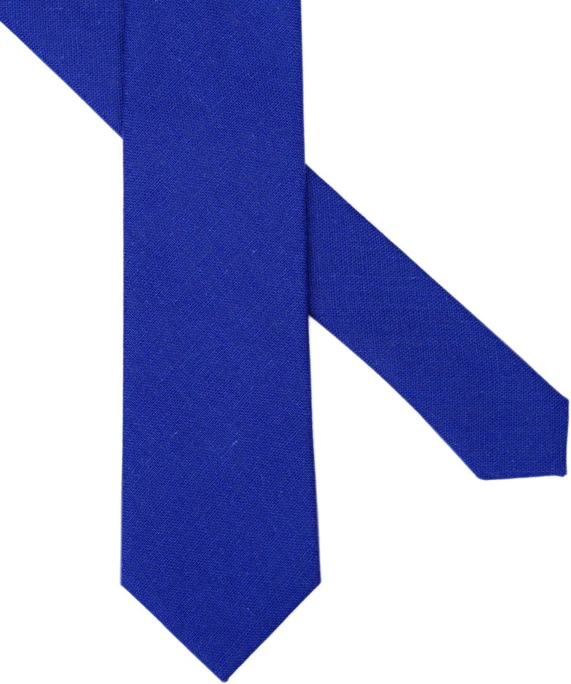 BELLUNO Men's Skinny Ties, Cotton Linen Blend 2.5 inch Solid Neckties - Image 3