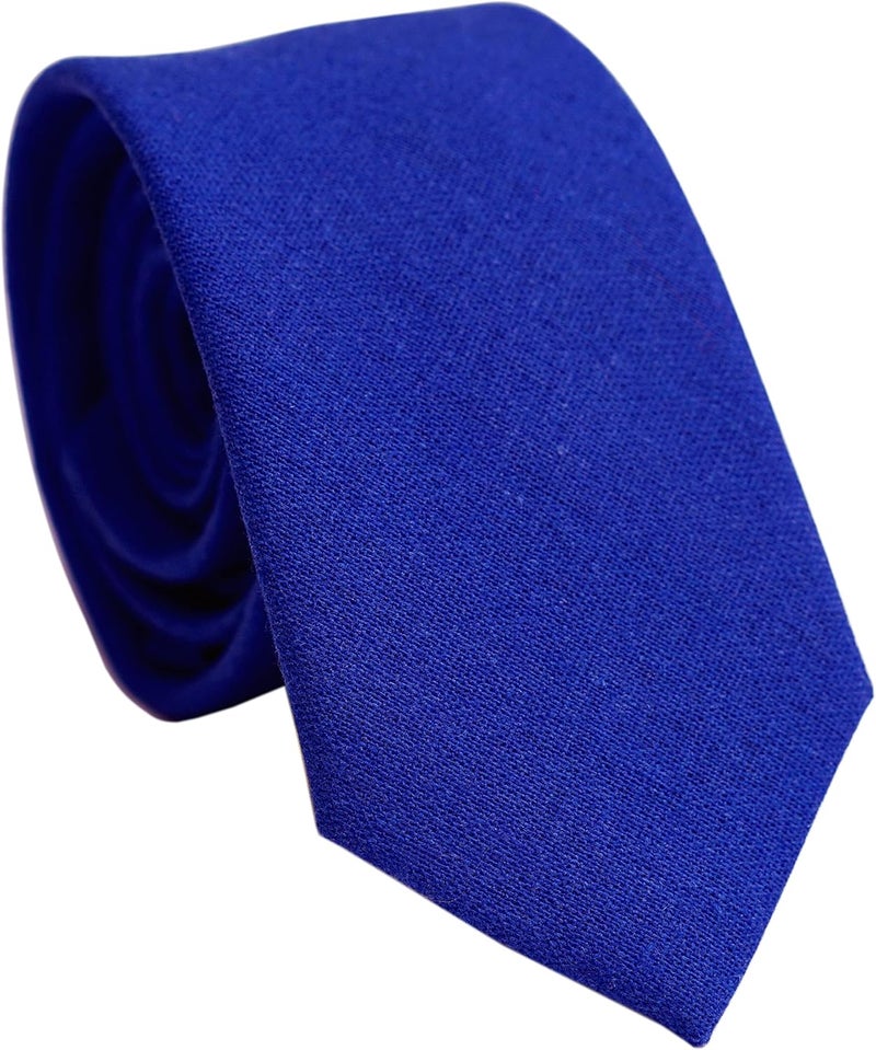 BELLUNO Men's Skinny Ties, Cotton Linen Blend 2.5 inch Solid Neckties - Image 1