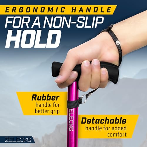 ZELECKS Walking Cane for Women & Men - Self Standing Adjustable Folding Cane with T Handle and 360 Pivot Base - Lightweight Foldable Walking Stick for Seniors - Collapsible Cane for Walking - Image 4