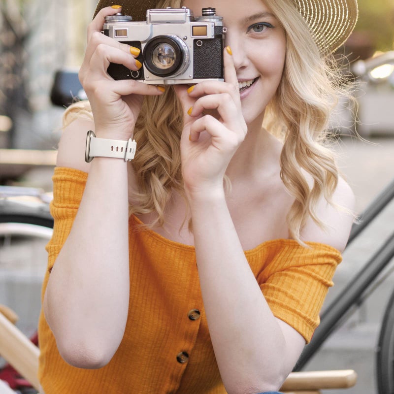 Dirrelo Compatible with Fitbit Versa 3/4 Bands & Sense 2 Bands for Women, Soft Replacement Sport Strap Band for Versa 3/4 Sense 2 Smart Watch (Large, Black/Smoke Violet/Milk Tea/Starlight) - Image 5