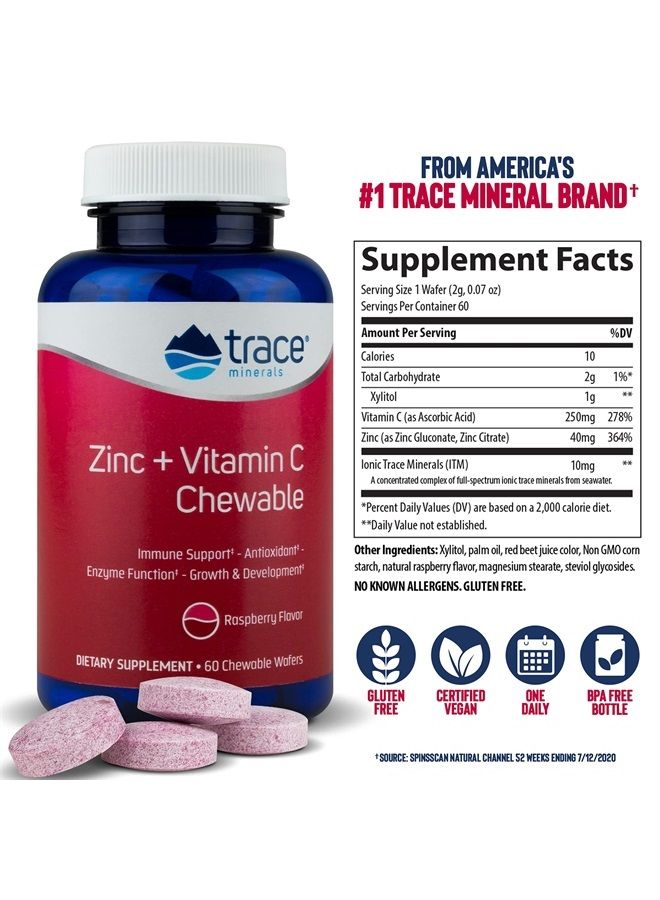 Trace Minerals Research Raspberry Chewable Zinc 60 Count, 60 CT - Image 2