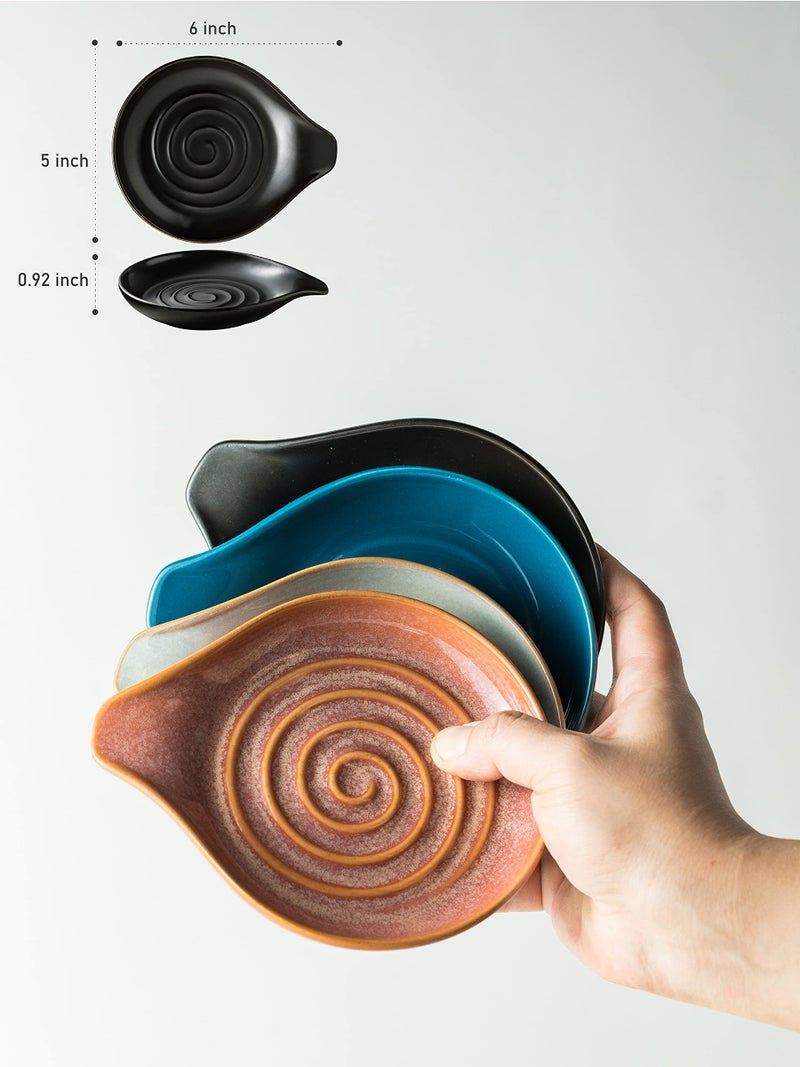 Cormomu Spoon Rest, Porcelain Drip Tray for Multiple Utensils, Cooking&Large Spoon Holder for Stove Top, Modern Farmhouse Kitchen Decor Utensil Holder for Spoons, Ladles, Tongs&Spatula, Black - Image 3