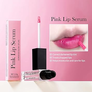 2PCS Pink Lip Serum Plumper Color Changing Lip Gloss Hydrating Lip Plumping Serum Extreme Lip Plumper for Women Moisturizing Lip Stain Nourishing Repair Lip Oil Tinted Plump Lip Gloss - Image 3