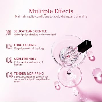 2PCS Pink Lip Serum Plumper Color Changing Lip Gloss Hydrating Lip Plumping Serum Extreme Lip Plumper for Women Moisturizing Lip Stain Nourishing Repair Lip Oil Tinted Plump Lip Gloss - Image 2
