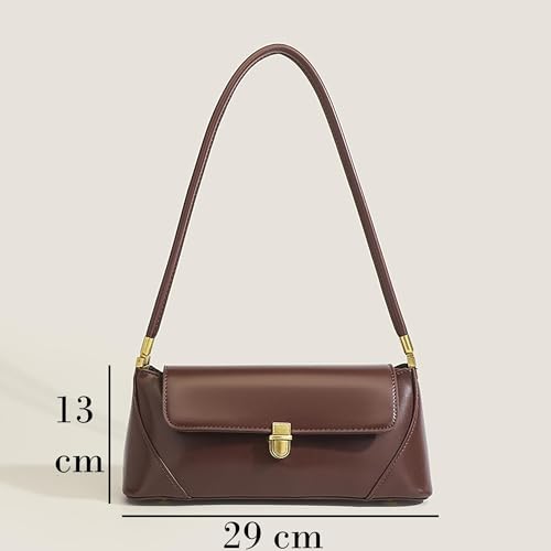 SIBY Classic PU Leather Shoulder Bag for Women | Stylish Retro Brown Underarm Purse with Gold Hardware & Durable Strap | Elegant Baguette Handbag for Office, Travel, Shopping, & Casual Outings - Image 2