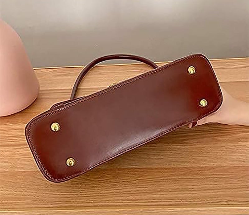 SIBY Classic PU Leather Shoulder Bag for Women | Stylish Retro Brown Underarm Purse with Gold Hardware & Durable Strap | Elegant Baguette Handbag for Office, Travel, Shopping, & Casual Outings - Image 5