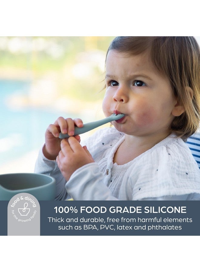 Dreambaby Scoop Mash and Twist Silicone Baby Spoon Set - 3 Stage Toddler Utensils for Baby Led Weaning - Soft Chew Training Spoons, Seafoam - Image 3