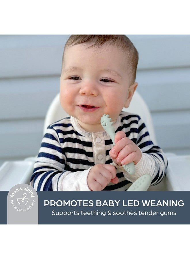 Dreambaby Scoop Mash and Twist Silicone Baby Spoon Set - 3 Stage Toddler Utensils for Baby Led Weaning - Soft Chew Training Spoons, Seafoam - Image 2