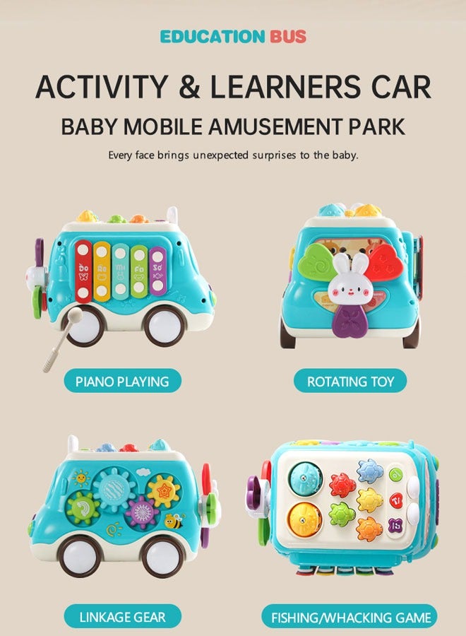Baby Musical Toys Building Blocks Bus Toy with Sound  Light, with Xylophone/Hammering/Fishing Game  Windmill  Gear Rotation etc Sensory Learning, Educational Musical Learning Instruments Toy Gift fo - Image 3