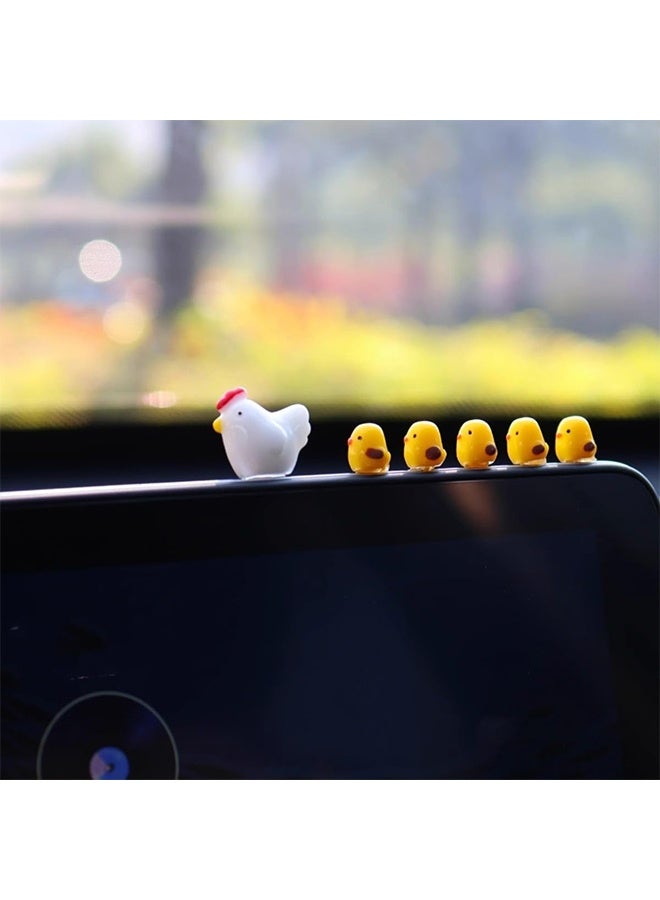Car Ornament Mini Chickens 9PCS Cute Rearview Mirror Dashboard Center Console Display Decorations, Funny Interior Car Accessories for Automotive Window Home Office Garden - Image 4