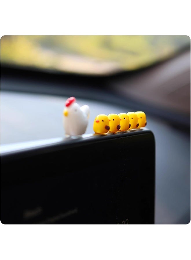 Car Ornament Mini Chickens 9PCS Cute Rearview Mirror Dashboard Center Console Display Decorations, Funny Interior Car Accessories for Automotive Window Home Office Garden - Image 5