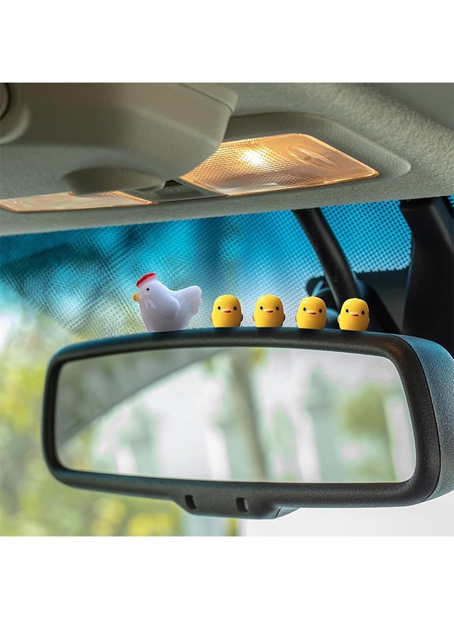 Car Ornament Mini Chickens 9PCS Cute Rearview Mirror Dashboard Center Console Display Decorations, Funny Interior Car Accessories for Automotive Window Home Office Garden - Image 2