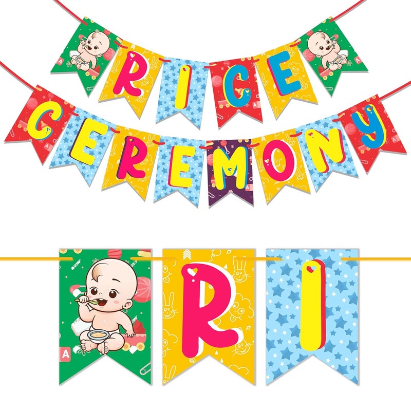 Wobbox Shubh Annaprashan Decoration Items Set which Includes Baby annaprashan Ceremony Props Subh Annaprashan Banner Rice Ceremony Decorations Items60 Pcs SetFP5735 - Image 4