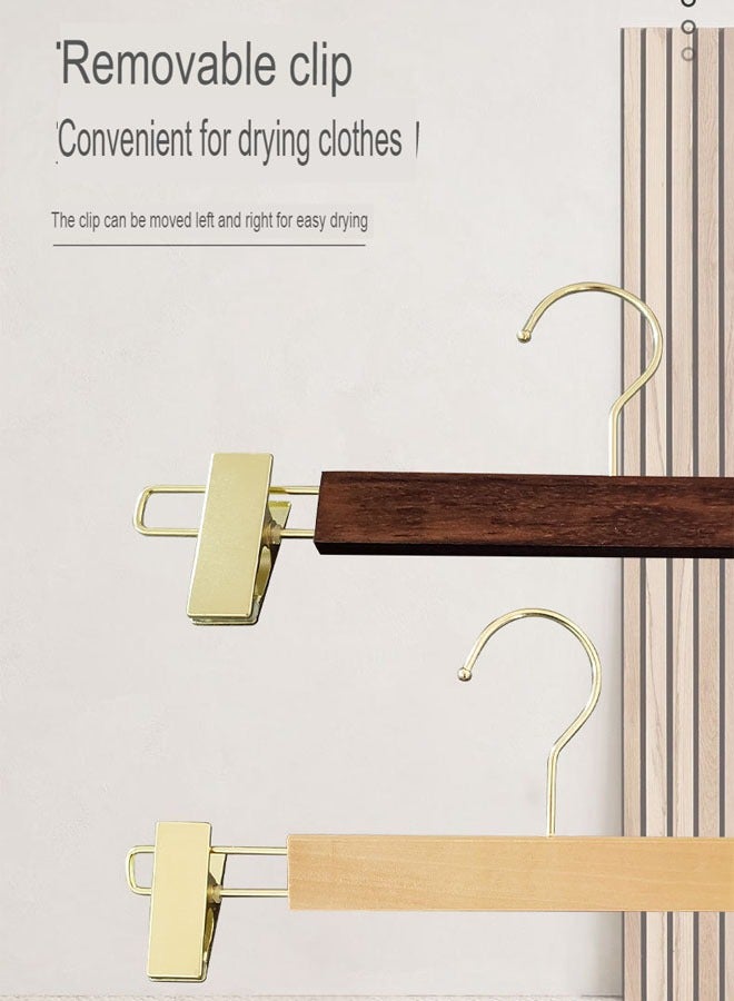 KLNAMAEAAN Pack of 5 Non-Slip Seamless Multi-Function Belt Clip Solid Wood Imitation Gold Hook Hanger  - Image 5