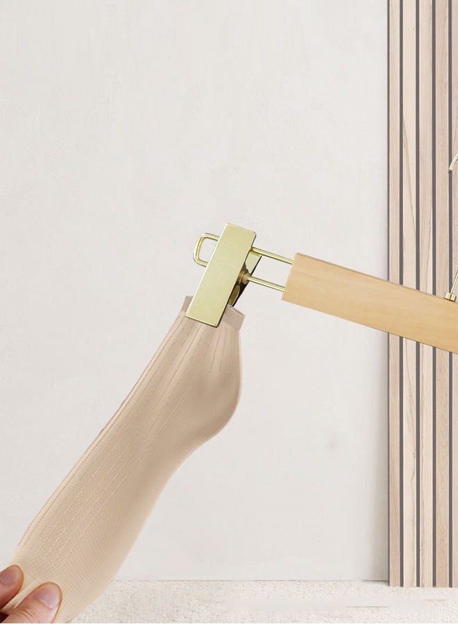 KLNAMAEAAN Pack of 5 Non-Slip Seamless Multi-Function Belt Clip Solid Wood Imitation Gold Hook Hanger  - Image 4