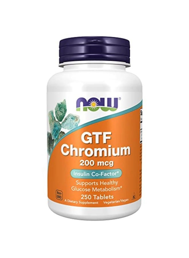 now Supplements, GTF (Glucose Tolerance Factor) Chromium 200 mcg, Insulin Co-Factor*, 250 Tablets - Image 1