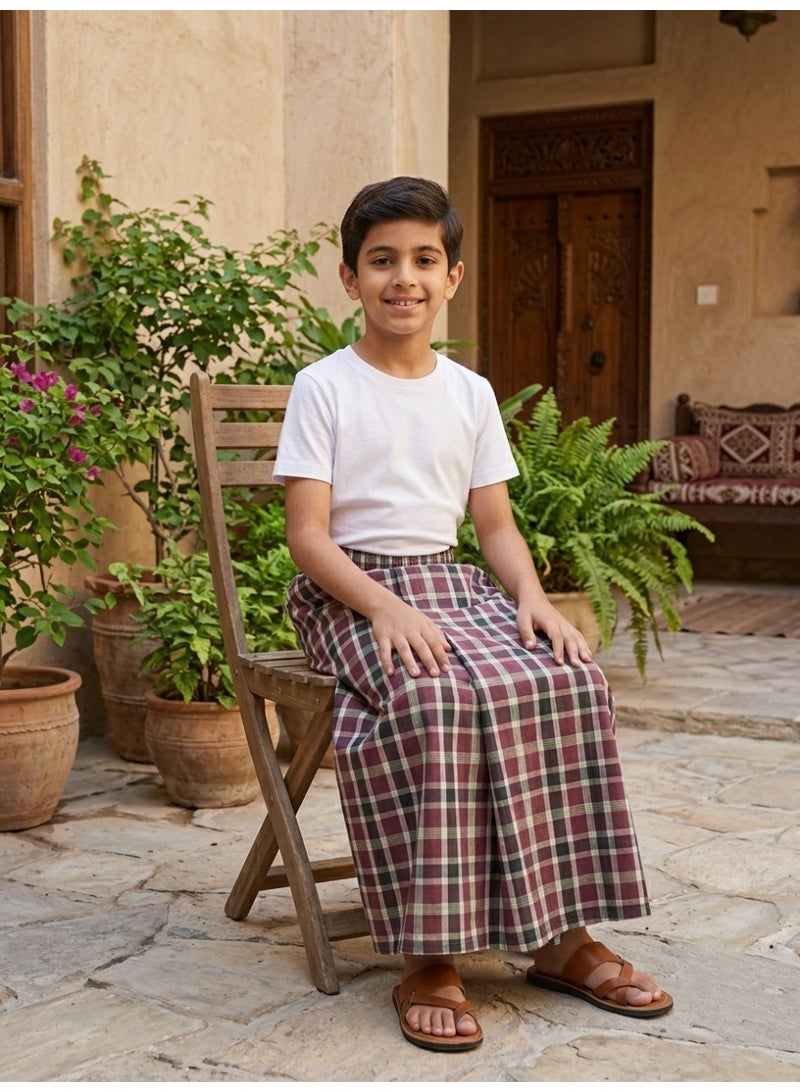 BHNS Boys’ elastic summer wrap robe — very comfortable and cool for kids. Light and soft boys’ izar-style robe, perfect for home, sleeping, or prayer time. - Image 3