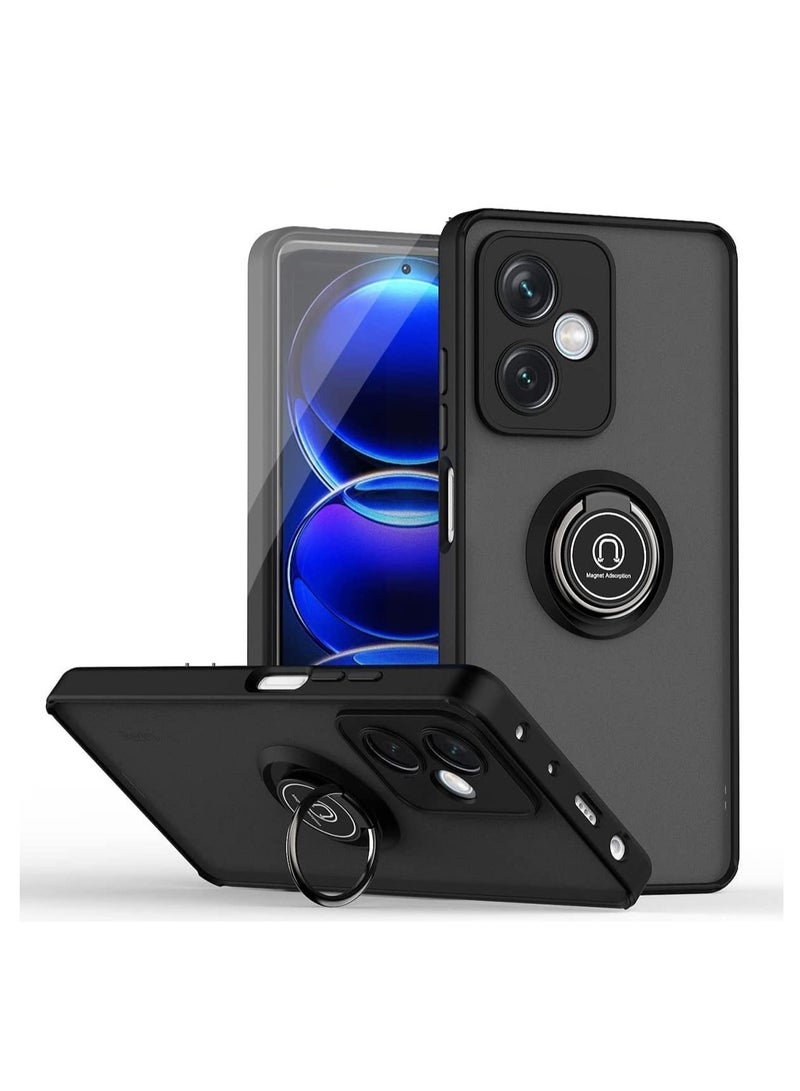 general حافظة شاومي ريدمي نوت 12 مرنة من السيليكون، حماية الكاميرا غلاف خلفي رقيق شفاف مضاد للصدمات مع قاعدة مغناطيسية دوارة 360 لحافظة ريدمي نوت 12 5G (أسود) - Image 1