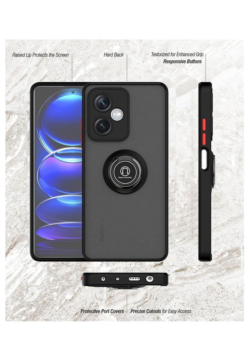 general حافظة شاومي ريدمي نوت 12 مرنة من السيليكون، حماية الكاميرا غلاف خلفي رقيق شفاف مضاد للصدمات مع قاعدة مغناطيسية دوارة 360 لحافظة ريدمي نوت 12 5G (أسود) - Image 2