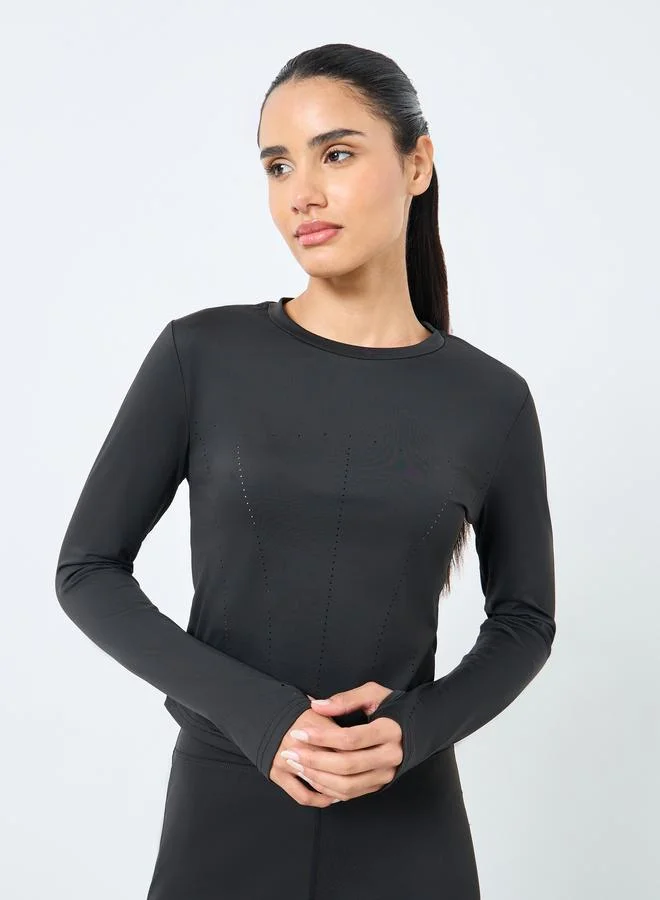 Styli Styli Lasercut Thumbhole Detail Top and Leggings Set