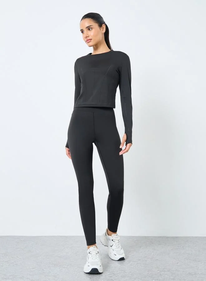 Styli Styli Lasercut Thumbhole Detail Top and Leggings Set