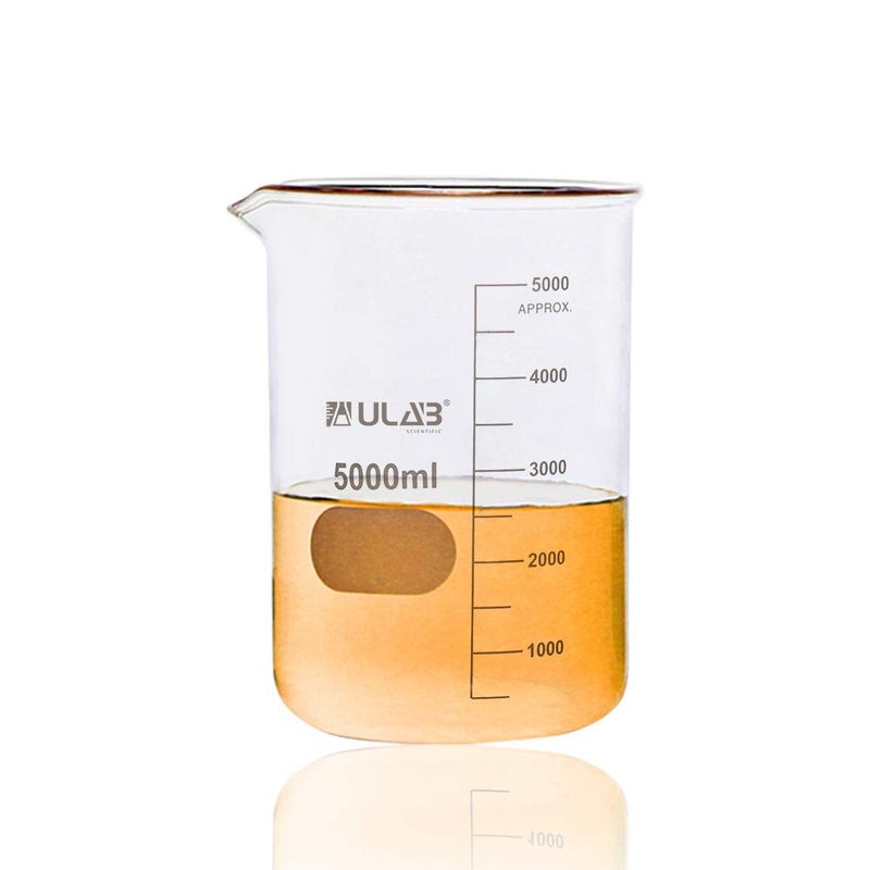ULAB Low Form Glass Beaker Vol5000ml 33 Borosilicate Glass Printed Graduation UBG1024