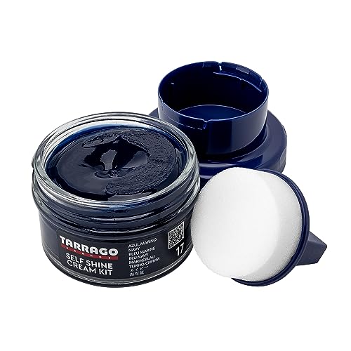 Tarrago Self Shine Shoe Polish with Applicator – Quick Shine Shoe Cream for Leather Boots and Shoes - 1.76 Fl. Oz – Navy #17 - Image 1