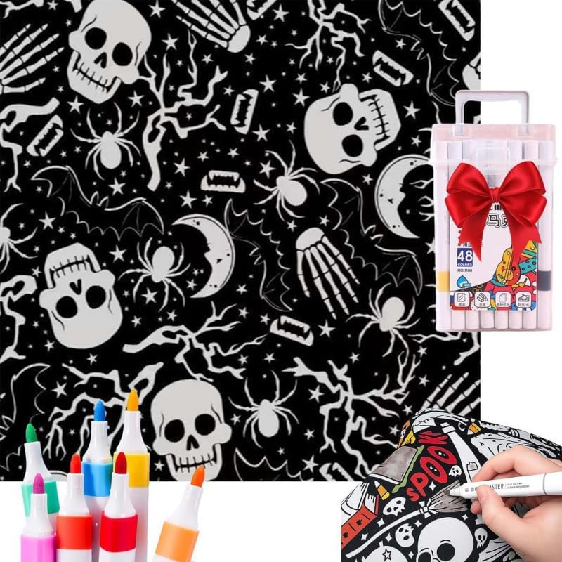 FIENZA DIY Coloring Blanket for Adults - Customizable Velvet Blanket with 12  Markers - Image 1