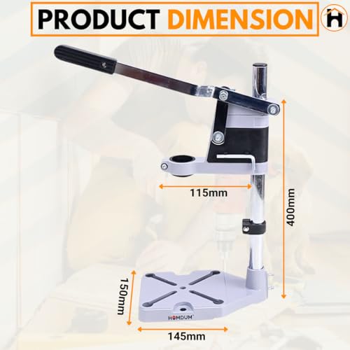 Homdum Procut Drill Machine Stand 400 millimeters, 350 Watts - Mini Stand Drill - Bench Press Jig for electric Hand drill - Adjustable Collet upto 43mm - Drilling Depth upto 60mm, Blue, Black - Image 5