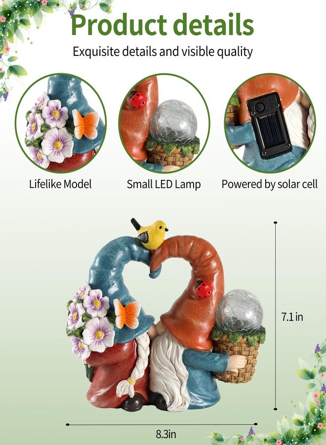 iStatue Solar-Powered 8.3'' Spring Summer Kissing Gnomes Decorations for Home & Garden - Decorative Outdoor Lawn Ornaments and Statues Clearance (Loved Gnomes) - Image 4