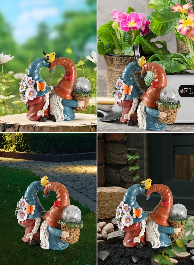 iStatue Solar-Powered 8.3'' Spring Summer Kissing Gnomes Decorations for Home & Garden - Decorative Outdoor Lawn Ornaments and Statues Clearance (Loved Gnomes) - Image 3
