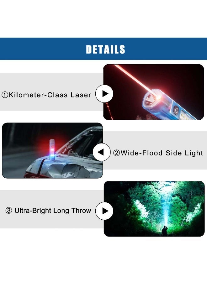 hilimse Multi-Functional Rechargeable Flashlight Ultra-Bright LED, Red Laser, Strong Magnet, Cap Clip - Portable for Outdoor, Camping, Repair - Image 3