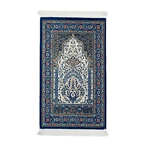 Moonlike Thick Islamic Prayer Mat Gifts for Muslim Women Men Adult Salah Mat Eid Mubarak Blue - Image 1