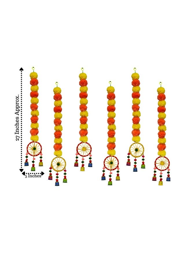 JH Gallery Handmade Artificial Marigold Fluffy Flowers Hanging for Home & Office Decoration, Temple Pooja Room Decoration, Balcony Decoration, Artificial Flower Backdrop for Decoration, Pack of 6 - Image 3