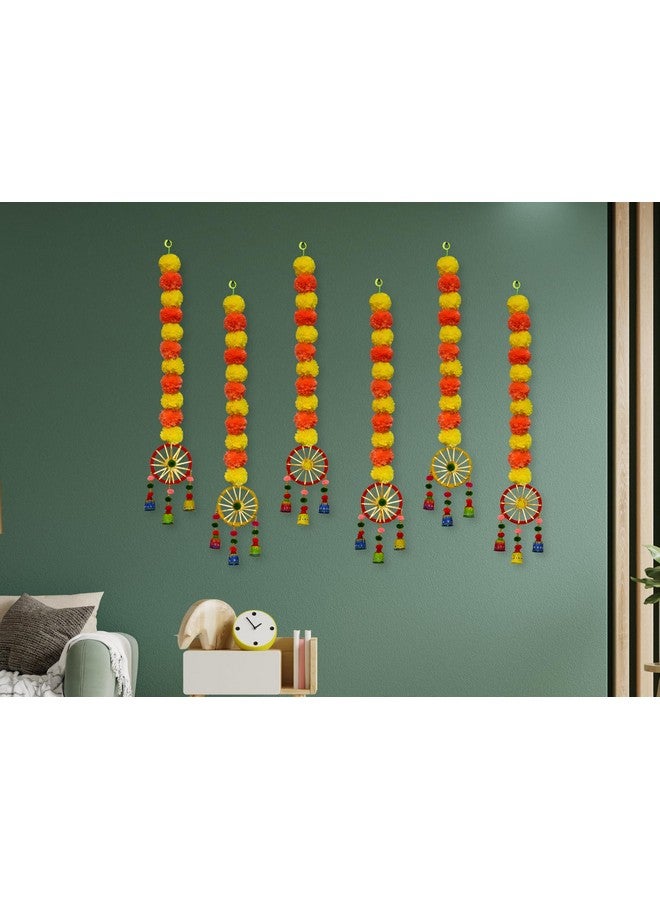 JH Gallery Handmade Artificial Marigold Fluffy Flowers Hanging for Home & Office Decoration, Temple Pooja Room Decoration, Balcony Decoration, Artificial Flower Backdrop for Decoration, Pack of 6 - Image 5