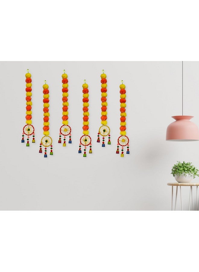 JH Gallery Handmade Artificial Marigold Fluffy Flowers Hanging for Home & Office Decoration, Temple Pooja Room Decoration, Balcony Decoration, Artificial Flower Backdrop for Decoration, Pack of 6 - Image 2