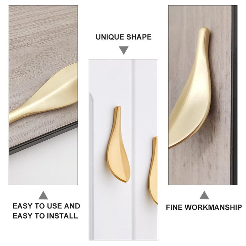 2Pcs Gold Leaf Shaped Cabinet Handles Zinc Alloy Drawer Pulls for Kitchen Wardrobe Bathroom - Image 4