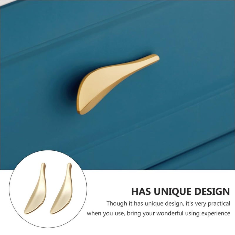 2Pcs Gold Leaf Shaped Cabinet Handles Zinc Alloy Drawer Pulls for Kitchen Wardrobe Bathroom - Image 5