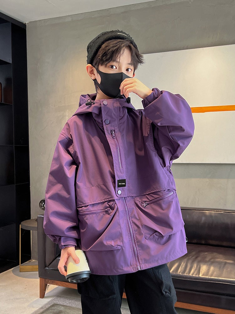 Boys' Autumn Jacket, Big Kids 2025 Children'S Top, Boys' Casual Hooded Windbreaker, Mid-Length Style - Image 4