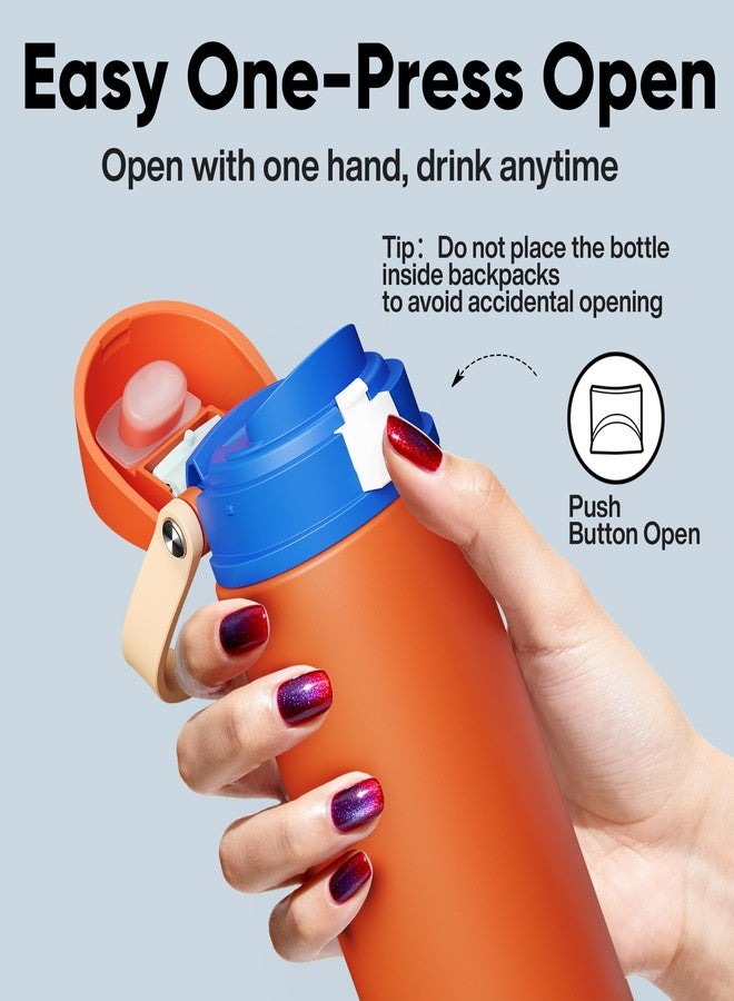 ENCOOL Insulated Water Bottle with Straw - Encool Stainless Steel Water Bottle with Push Button Lid, Leak-Proof & BPA-Free, Keeps Cold for 24 Hours for Sports, Travel, Gym (24 oz, Salmon) - Image 5