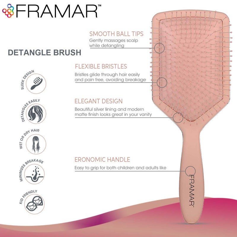 FRAMAR Paddle Brush For Thick Hair, Paddle Hair Brush, Detangle Brush, Wet Paddle Brush, Hairbrush For Women, Hair Brush For Men, Wet Detangler Hair Brush - Image 2