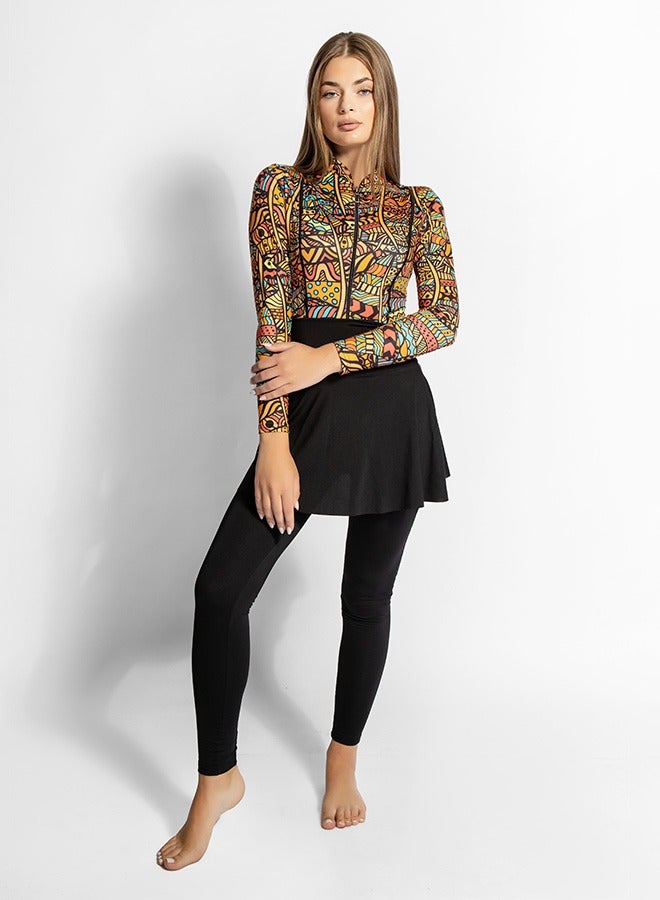 MINERVA SECRETS NUBIAN WAVES- Exclusive Premium Burkini with Elegant Top, High-Waisted Leggings, Chic Beach Skirt  - Image 5