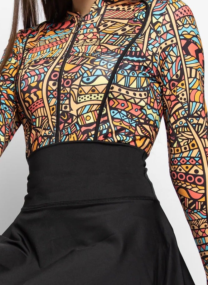 MINERVA SECRETS NUBIAN WAVES- Exclusive Premium Burkini with Elegant Top, High-Waisted Leggings, Chic Beach Skirt  - Image 2