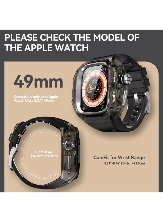 YOGRE for Apple Watch Ultra 2/1 49mm Case, Rugged Case with Band for Apple Watch 49mm One-Click Open Design and Military Grade Shockproof Bumper Cover for Men and Women (Black and Steel) - Image 2