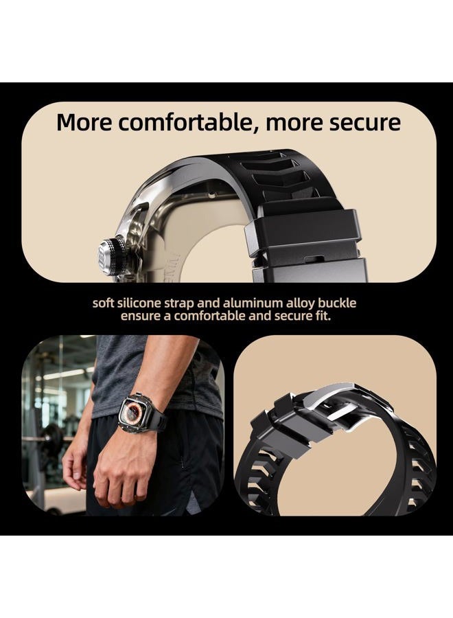 YOGRE for Apple Watch Ultra 2/1 49mm Case, Rugged Case with Band for Apple Watch 49mm One-Click Open Design and Military Grade Shockproof Bumper Cover for Men and Women (Black and Steel) - Image 5