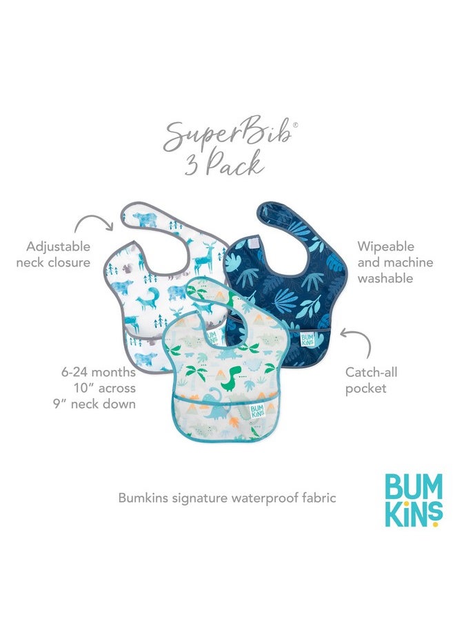 BUMKiNs - Bibs For Girl Or Boy, Superbib Baby And Toddler For 6-24 Months, Essential Must Have For Eating, Feeding, Baby Led Weaning Supplies, Mess Saving, 3-Pk - Image 1