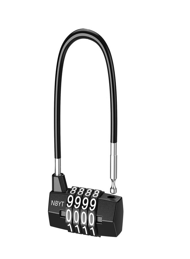 ORIA Cable Locks with Combination, 4 Digit Combination Padlock, Long Shackle Lock, Flexible Steel Cable Rope, Cabinet Lock, School Locker, Black - Image 1